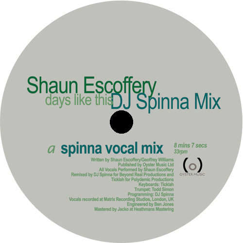 Shaun Escoffery/DAYS (DJ SPINNA MIX) 12