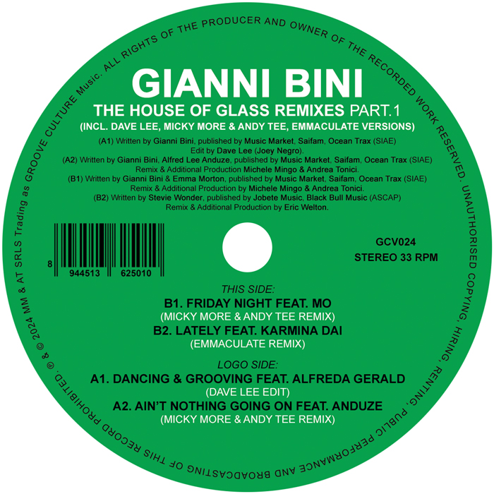 Gianni Bini/THE HOUSE OF GLASS REMIXES PART 1 12"